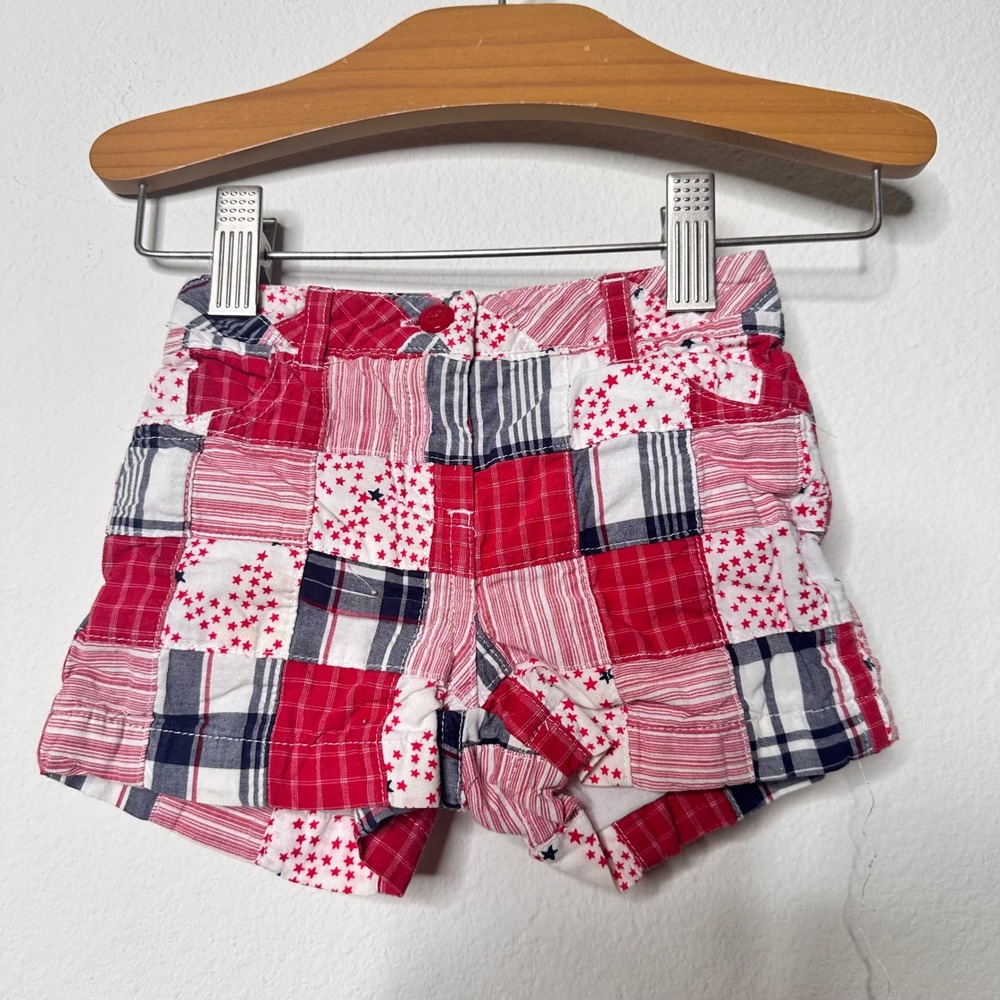 Janie and Jack‎ Kids Patchwork Americana Stars Stripes Shorts Red Blue 6-12M